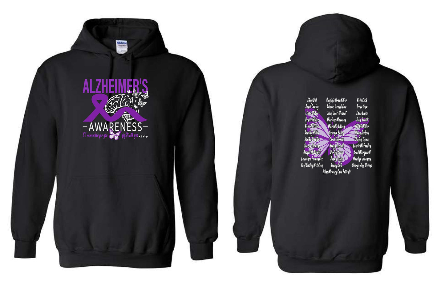 Alzheimer's Disease Awareness Tribute Unisex Gildan Hooded Sweatshirt (P.18500)