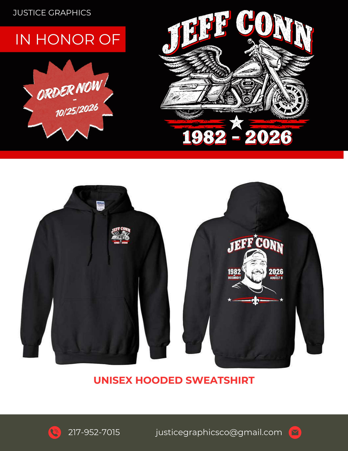 JEFF CONN Unisex Hooded Sweatshirt (P.18500/18500B)