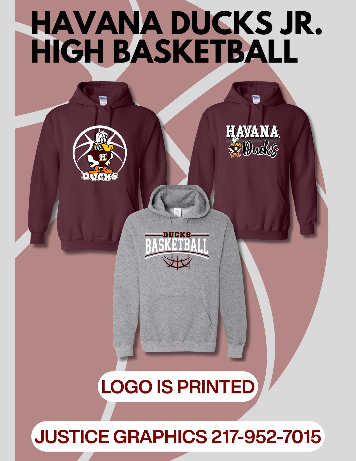 Havana Ducks Jr. High Basketball Unisex Hoodie (P.18500/18500B)