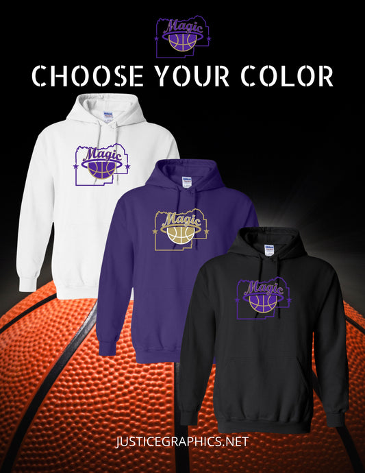 MENARD COUNTY MAGIC BASKETBALL UNISEX Hooded Sweatshirt (P.18500/18500B)