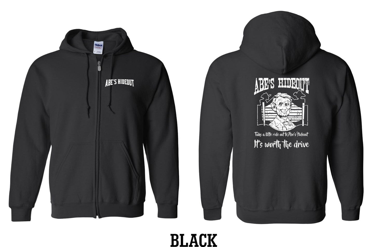 ABE'S HIDEOUT UNISEX FULL ZIP HOODED SWEATSHIRT (P.18600)