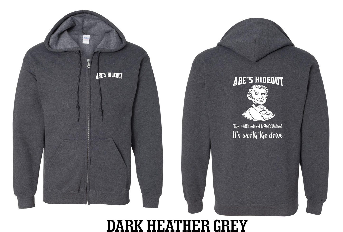 ABE'S HIDEOUT UNISEX FULL ZIP HOODED SWEATSHIRT (P.18600)