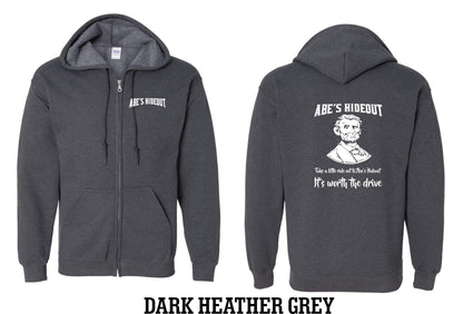 ABE'S HIDEOUT UNISEX FULL ZIP HOODED SWEATSHIRT (P.18600)
