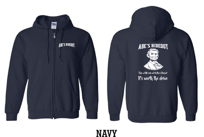 ABE'S HIDEOUT UNISEX FULL ZIP HOODED SWEATSHIRT (P.18600)