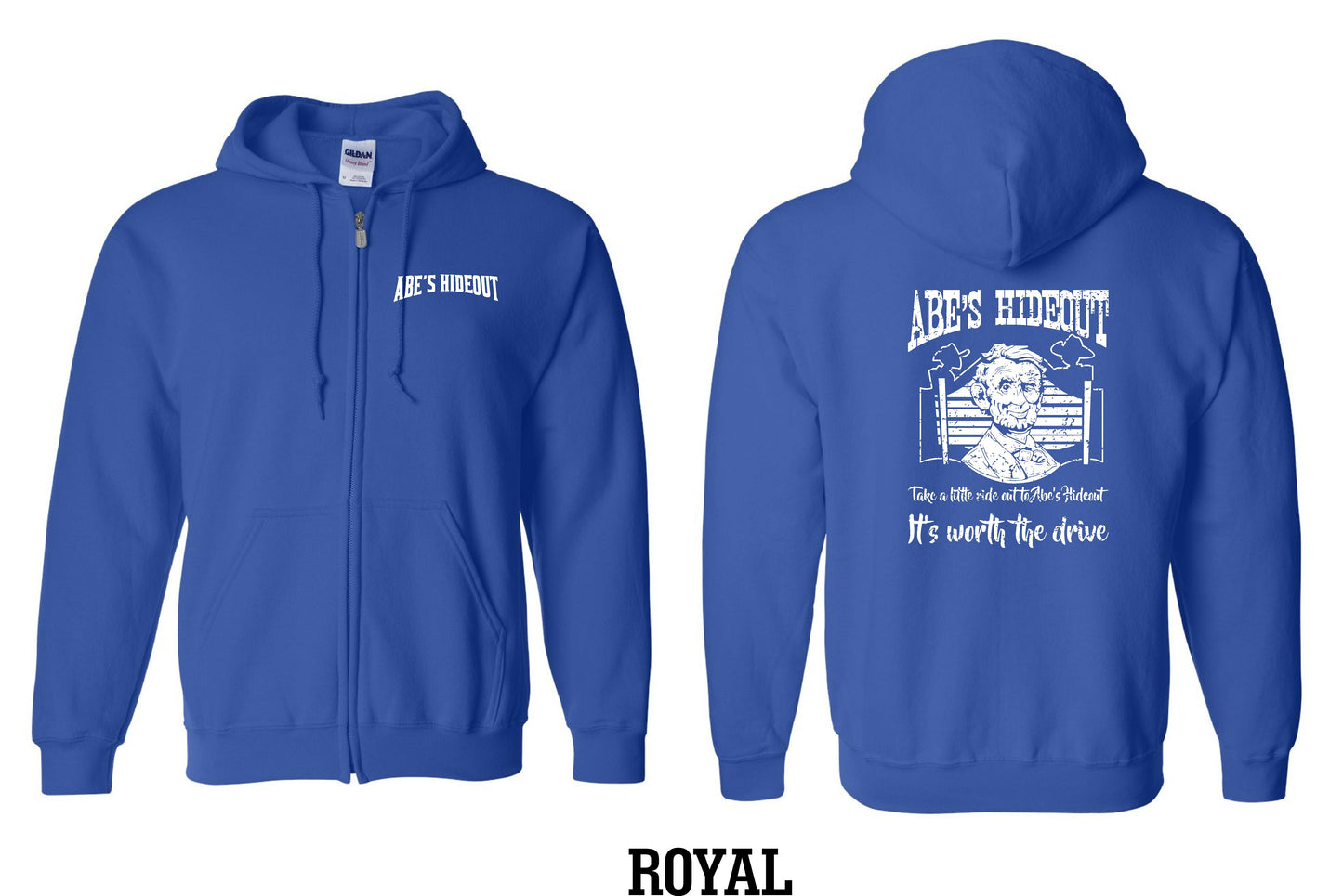ABE'S HIDEOUT UNISEX FULL ZIP HOODED SWEATSHIRT (P.18600)