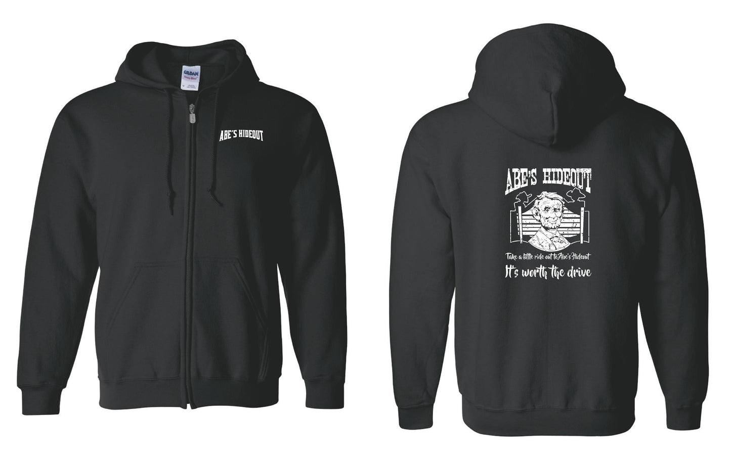 ABE'S HIDEOUT UNISEX FULL ZIP HOODED SWEATSHIRT (18600)