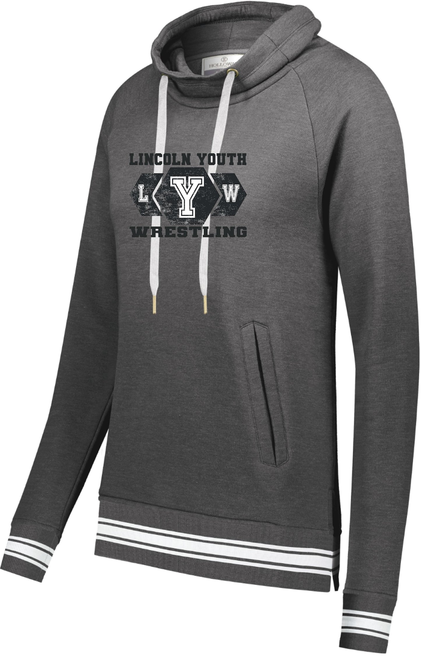 Lincoln Youth Wrestling Ladies All-American Funnel Neck Pullover (P.229763)