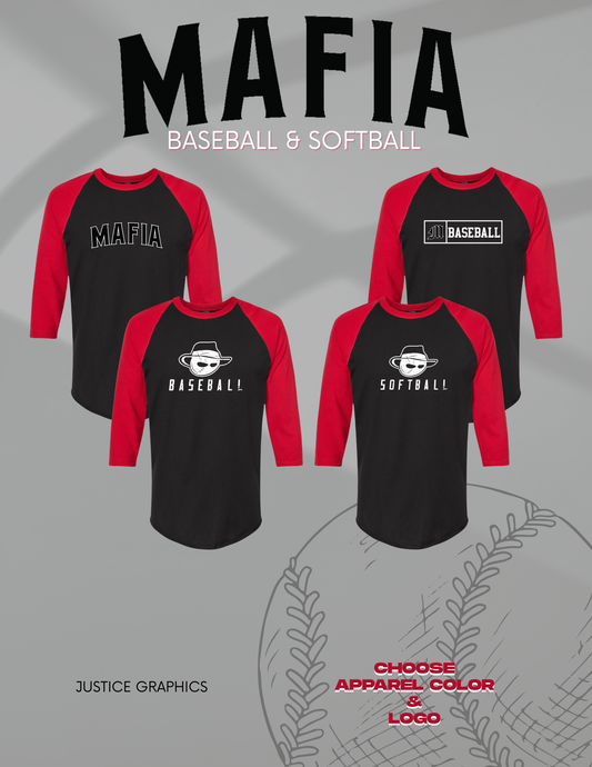 MAFIA BASEBALL/SOFTBALL Unisex Fine Jersey Raglan T-Shirt (P.245)
