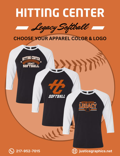 Hitting Center Legacy Softball VINTAGE BASEBALL TEE (P.3200)
