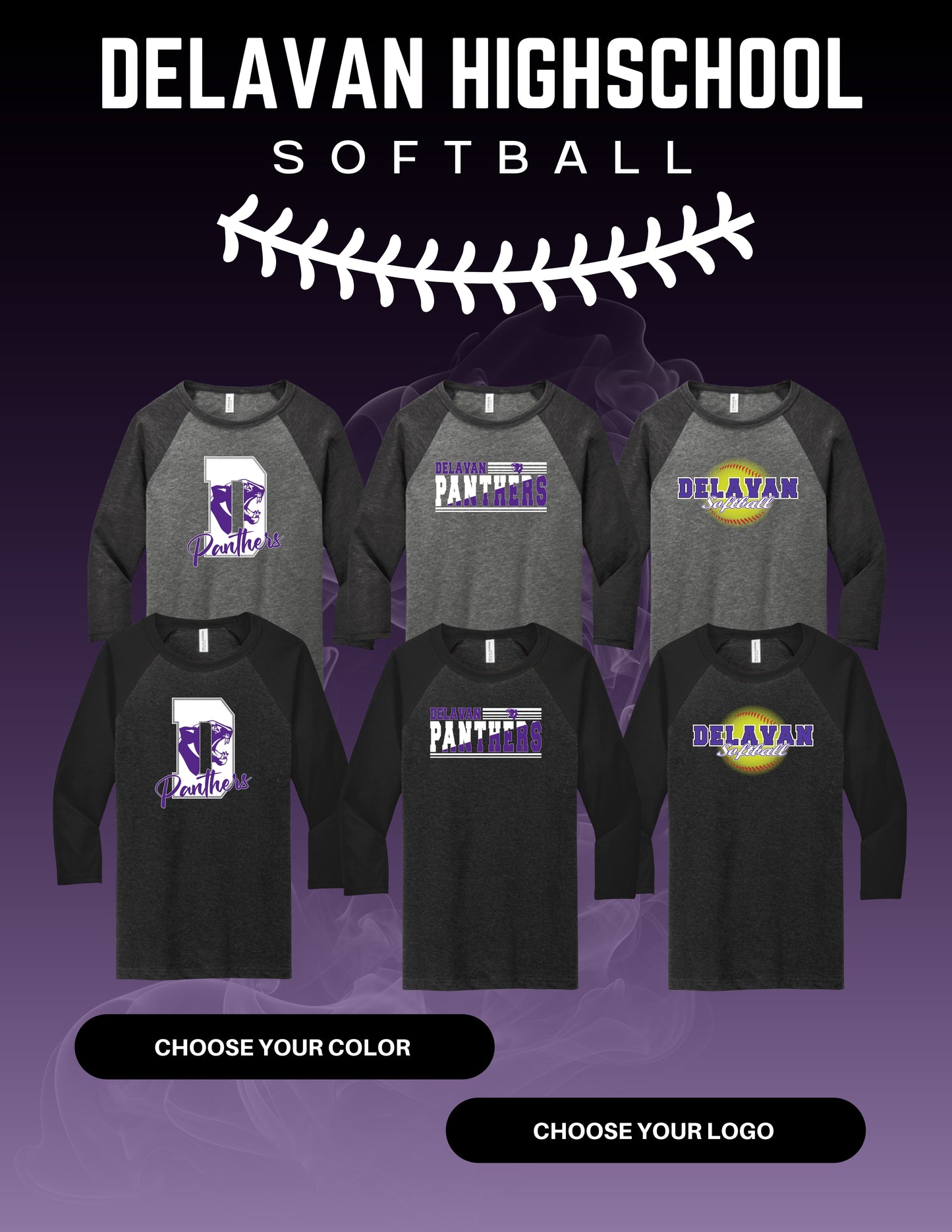 Delavan High School Softball VINTAGE SUN BASEBALL TEE (P.3200)