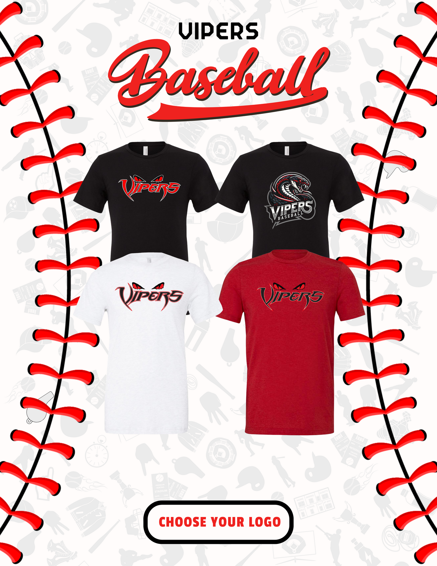 Vipers Baseball Short Sleeve Unisex Tee (P.8000, 8000B)