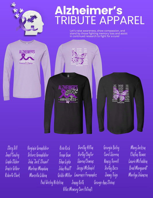Alzheimer's Disease Awareness Tribute Bella + Canvas - Jersey Long Sleeve Tee (P. 3501)