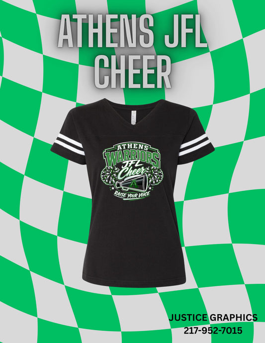 Athens JFL Cheer Women's V-Neck Fine Jersey Tee (P. 3537)