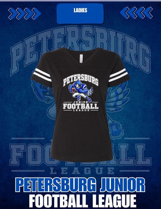 Petersburg Junior Football League Women's V-Neck Fine Jersey Tee (P. 3537)