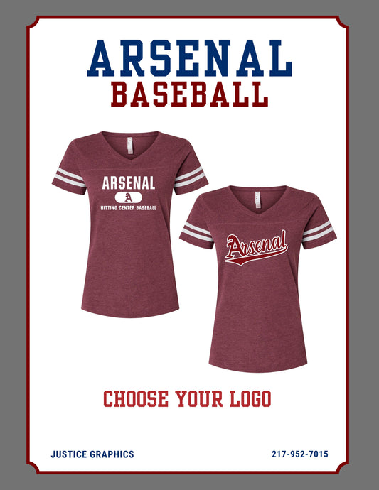 Arsenal Baseball Women's V-Neck Fine Jersey Tee (P. 3537)