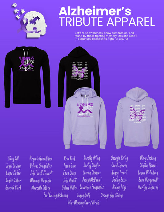 Alzheimer's Disease Awareness Tribute BELLA + CANVAS HOODED SWEATSHIRT (P.3719)