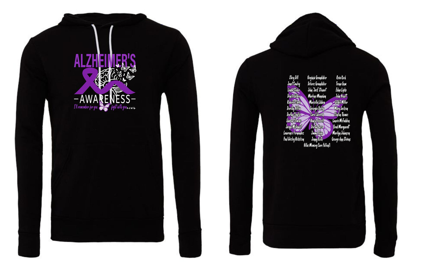 Alzheimer's Disease Awareness Tribute BELLA + CANVAS HOODED SWEATSHIRT (P.3719)