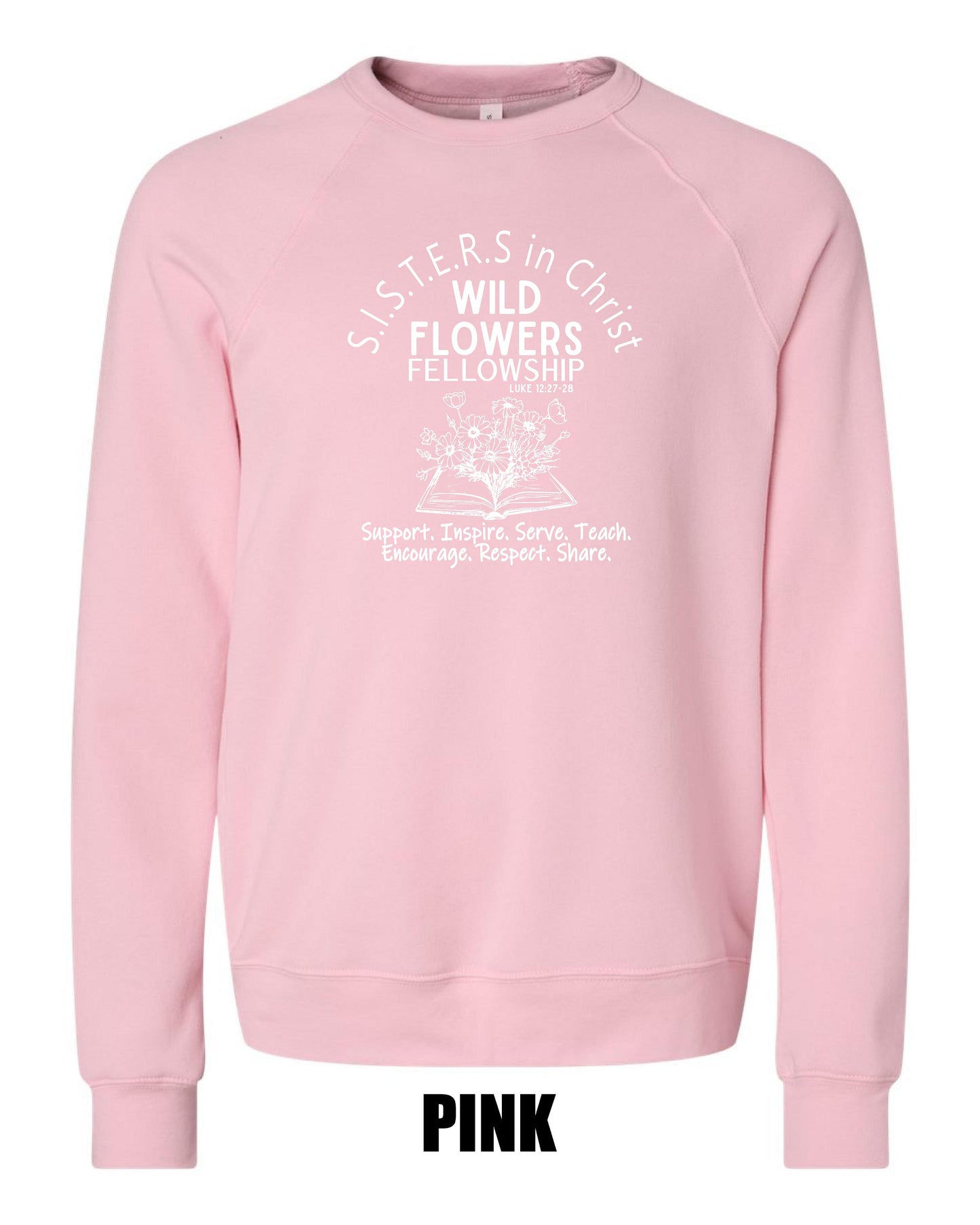 Wild Flowers Fellowship BELLA + CANVAS RAGLAN CREWNECK SWEATSHIRT (P.3901)
