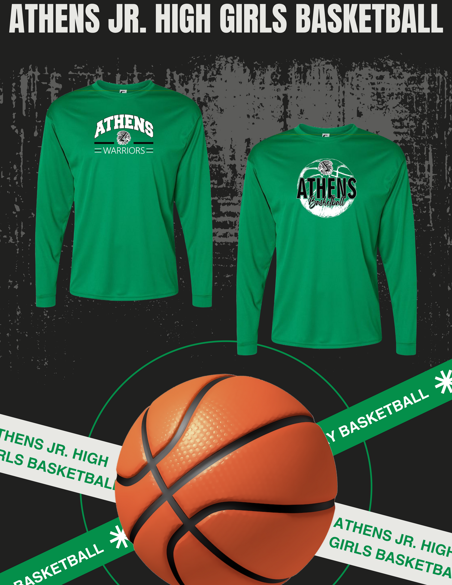 ATHENS JR. HIGH GIRLS BASKETBALL Performance Long Sleeve T-Shirt - (P.5104/5204)