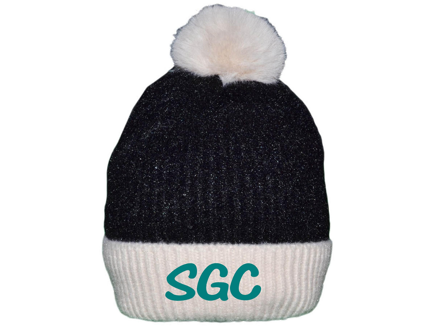 SPRINGFIELD GYMASTICS CENTER Winter Beanie W/Raccoon Fur Pom-Pom - Extra Warm Lined Interior Long Knit Thick Ribbed Cuffed Soft Ladies Beanie Hat  (E.5330)