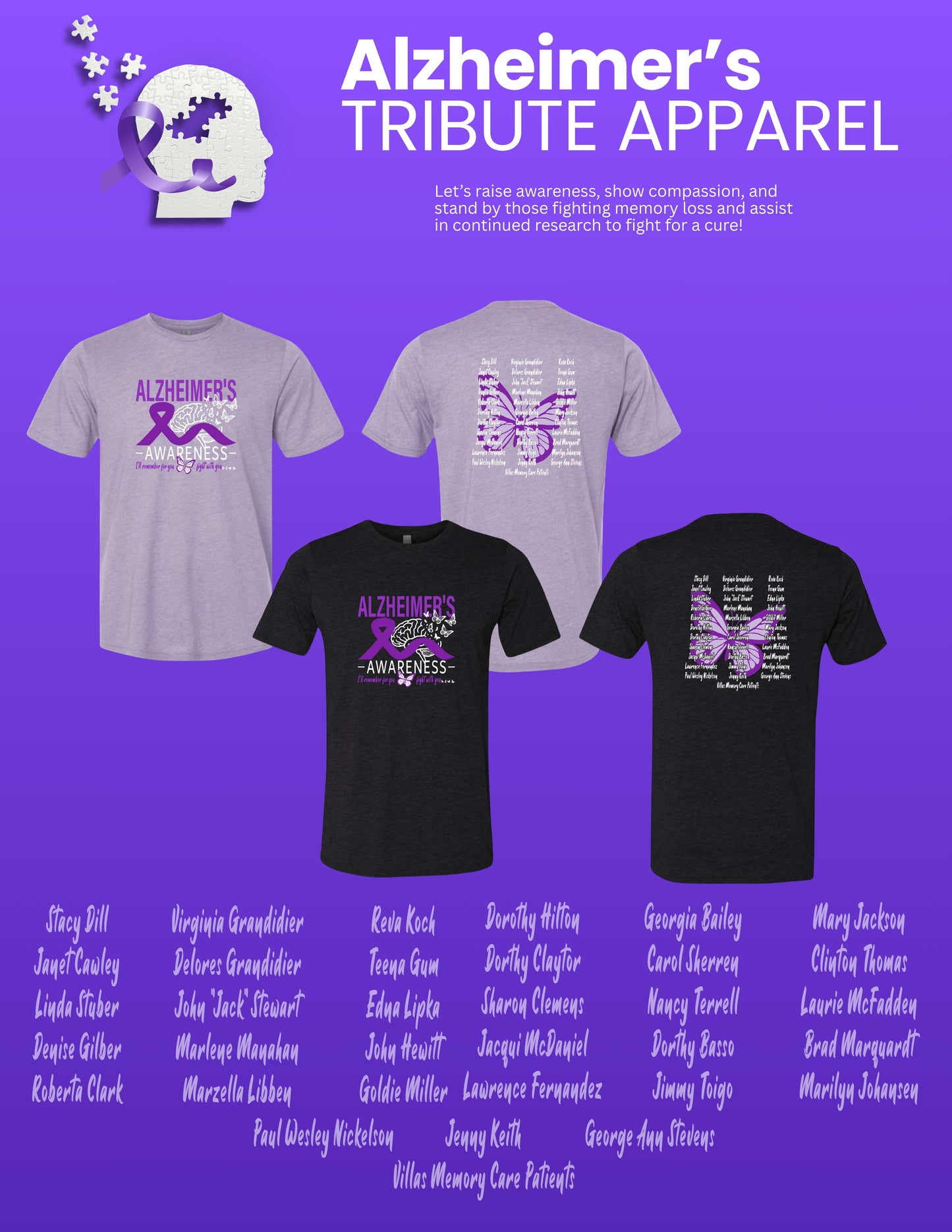 Alzheimer's Disease Awareness Tribute Unisex Next Level T-Shirt (P.6200)