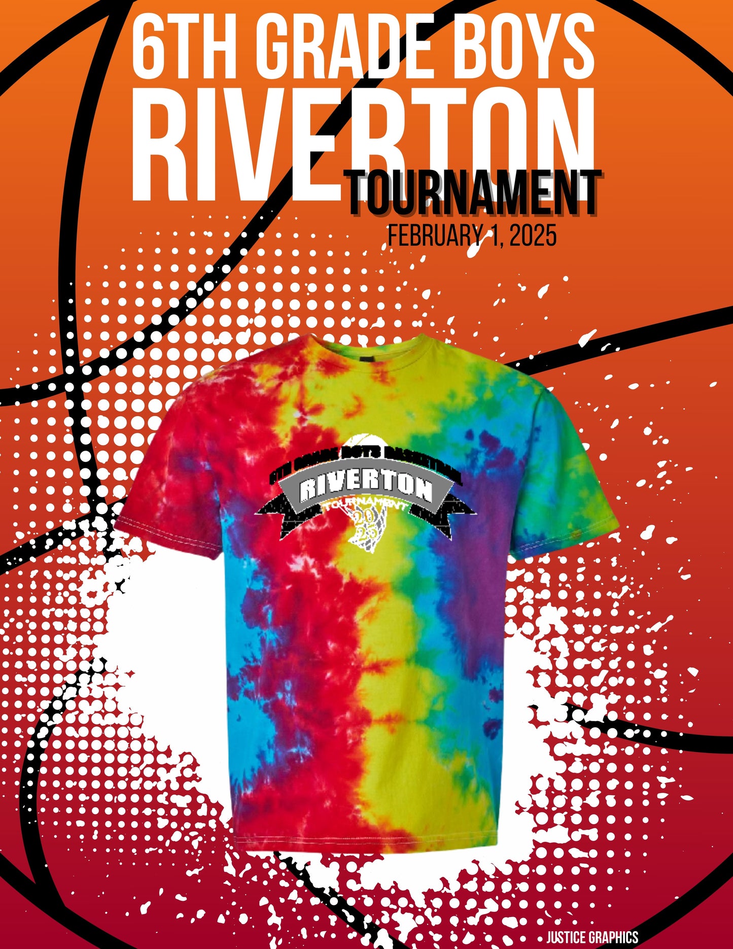 6TH GRADE BOYS BASKETBALL RIVERTON TOURNAMENT SLUSHIE TIE DYE T-SHIRT (P.640VR)