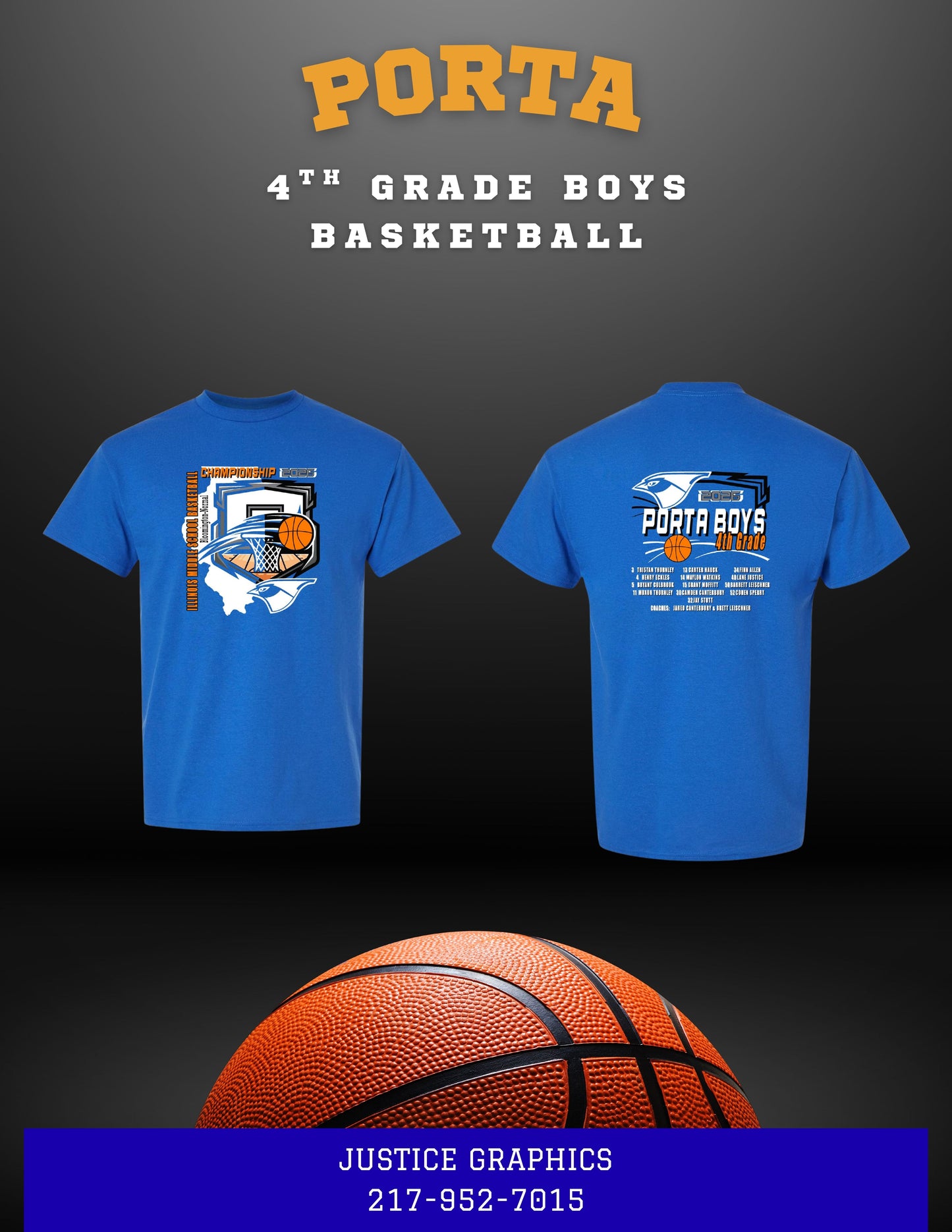 PORTA 4th Grade Boys Basketball Unisex T-Shirt (P.8000/8000B)