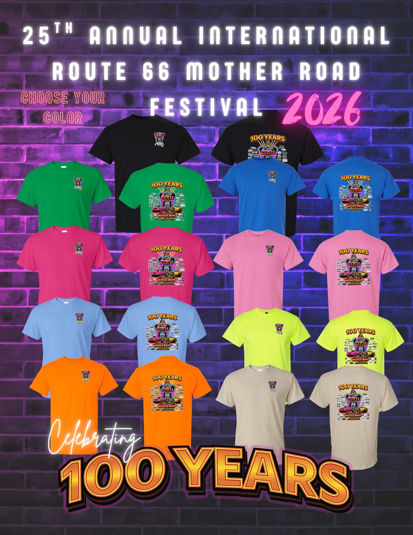 25TH ANNUAL ROUTE 66 MOTHER ROAD FESTIVAL 2026 UNISEX TSHIRT (P.8000)