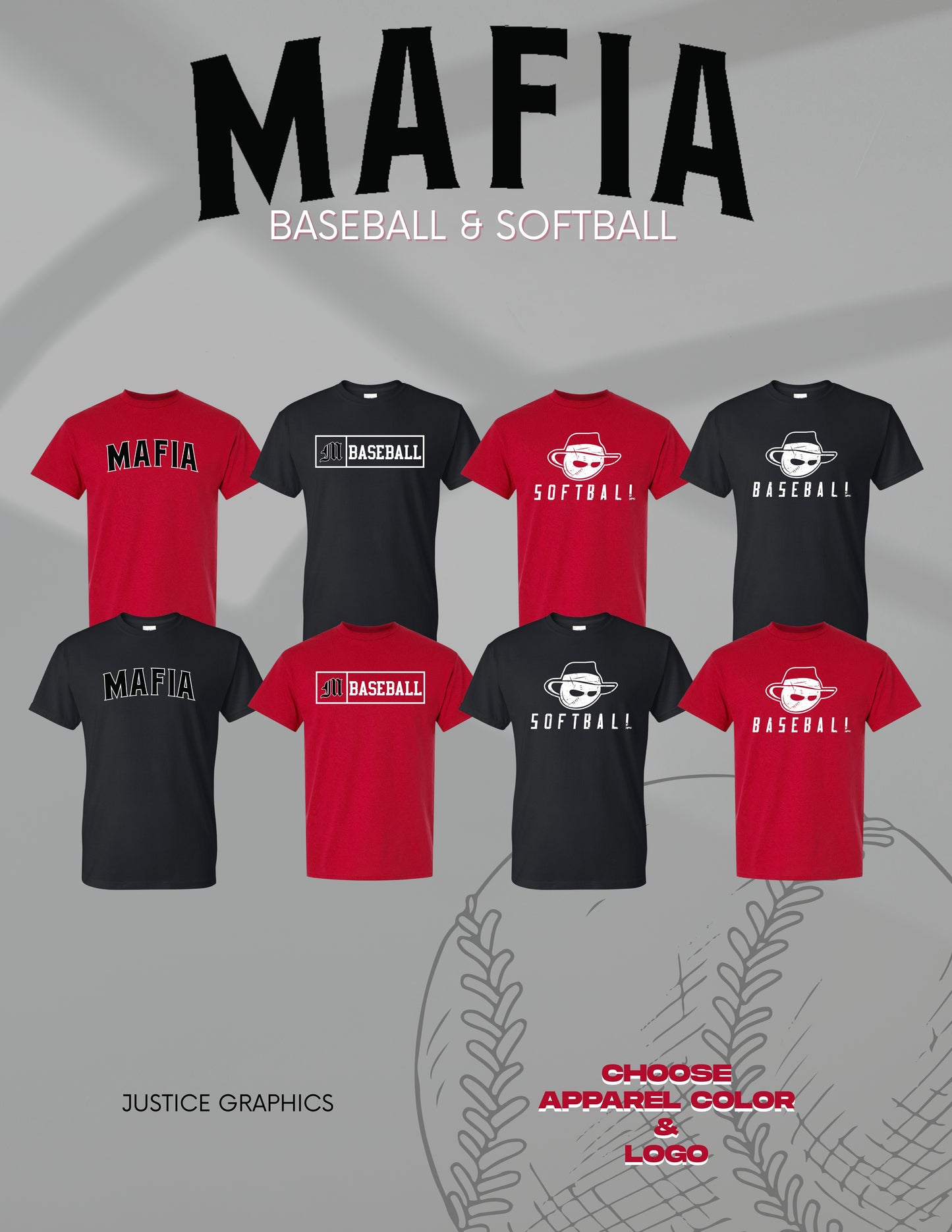 MAFIA BASEBALL/SOFTBALL YOUTH/UNISEX TSHIRT (P.8000/8000B)