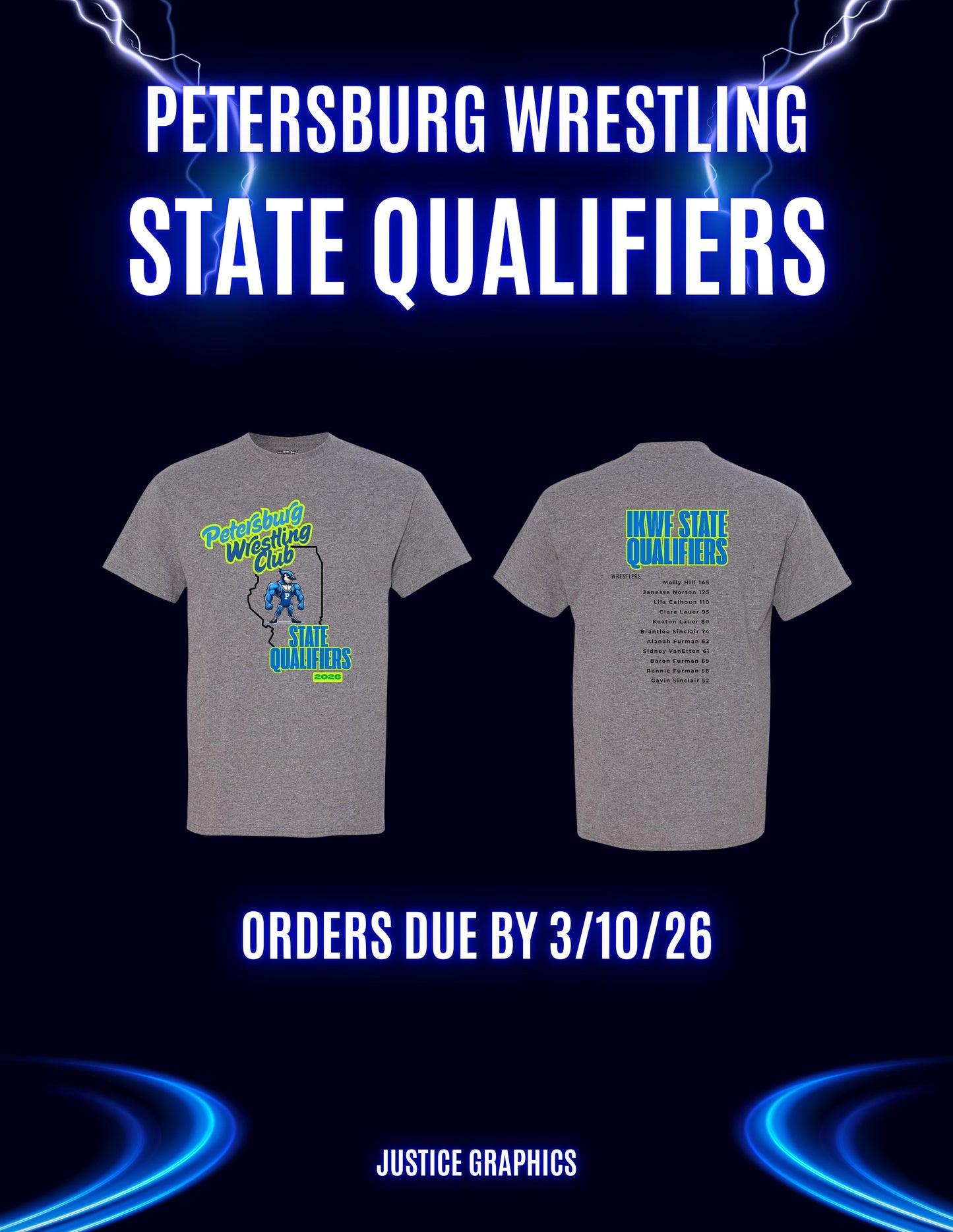 Petersburg Wrestling Club State Qualifiers Unisex T-Shirt (P.8000/8000B)