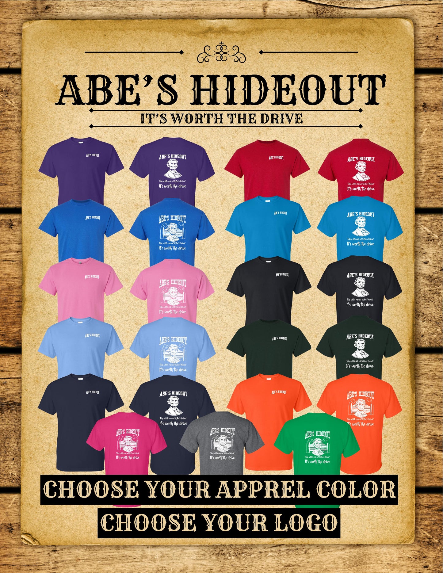 ABE'S HIDEOUT TSHIRT (P.8000)
