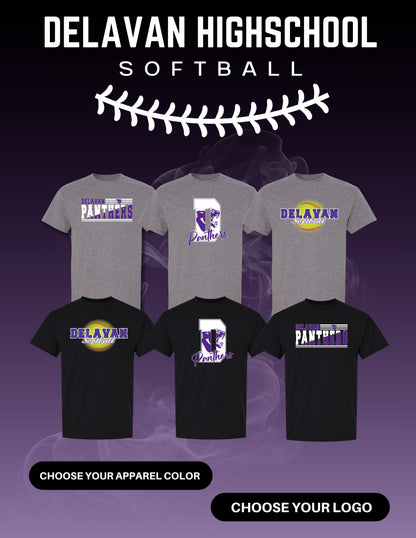 Delavan High School Softball Gildan Unisex T-Shirt (P.8000/8000B)