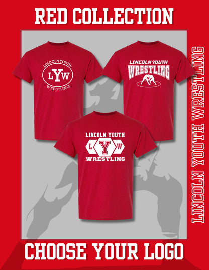 Lincoln Youth Wrestling RED COLLECTION UNISEX TSHIRT (P.8000/8000B)