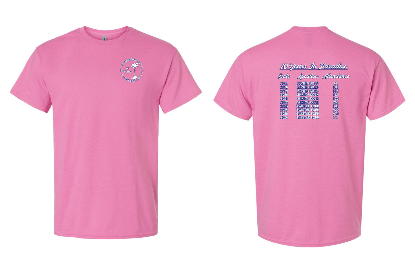 10 Years SPI Snowbirds SWFL Springfield Day Unisex T-Shirt (P.8000)