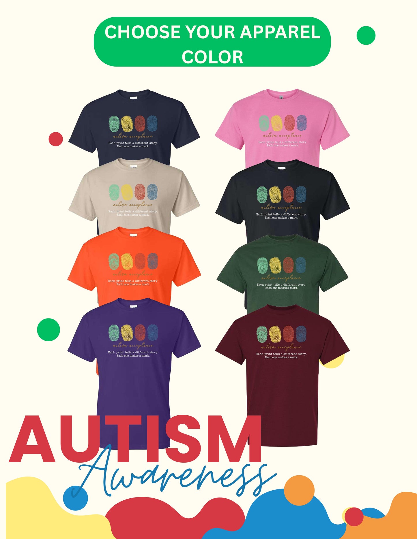 Autism Acceptance Unisex T-Shirt (P.8000/8000B)