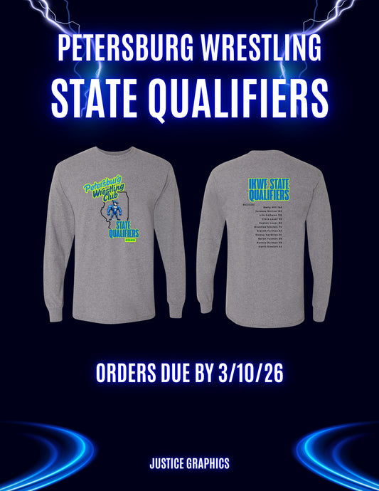 Petersburg Wrestling Club State Qualifiers Unisex Long Sleeve T-Shirt (P.8400/5400B)