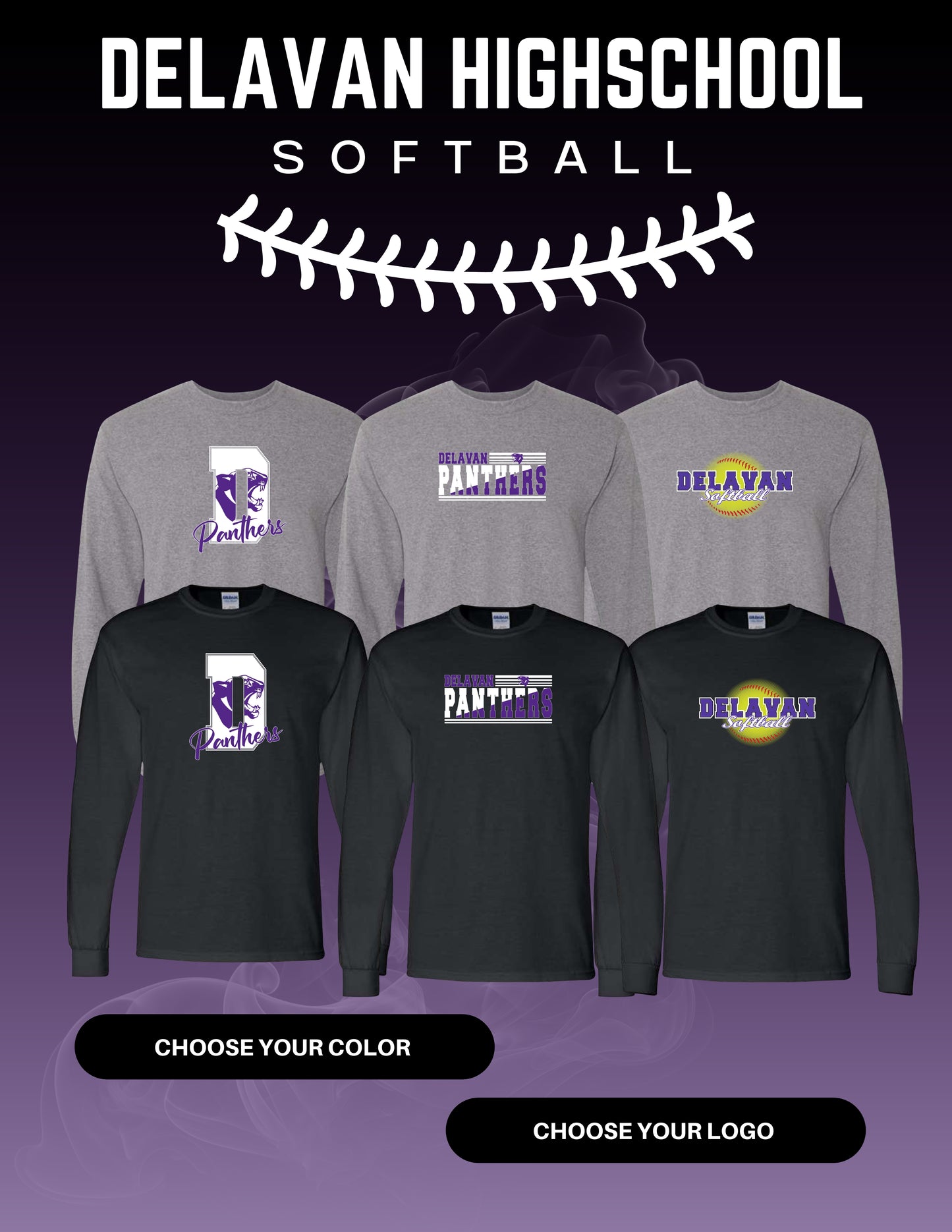 Delavan High School Softball Unisex Long Sleeve T-Shirt (P.8400/5400B)