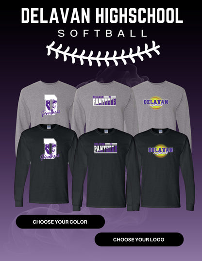 Delavan High School Softball Unisex Long Sleeve T-Shirt (P.8400/5400B)
