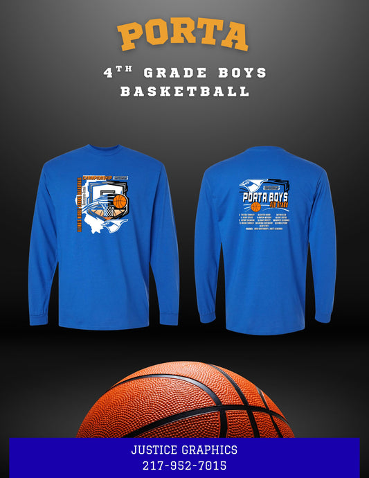 PORTA 4th Grade Boys Basketball Unisex Long Sleeve T-Shirt (P.8400/5400B)