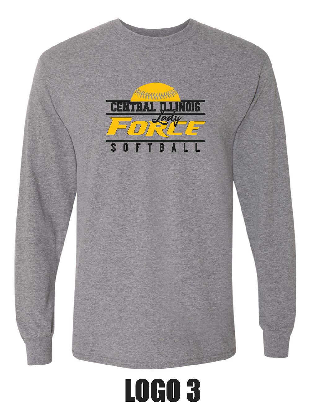 CENTRAL IL LADY FORCE SOFTBALL Long Sleeve T-Shirt (P.8400)