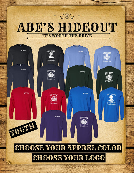 ABE'S HIDEOUT YOUTH LONG SLEEVE T-SHIRT (P.5400B)