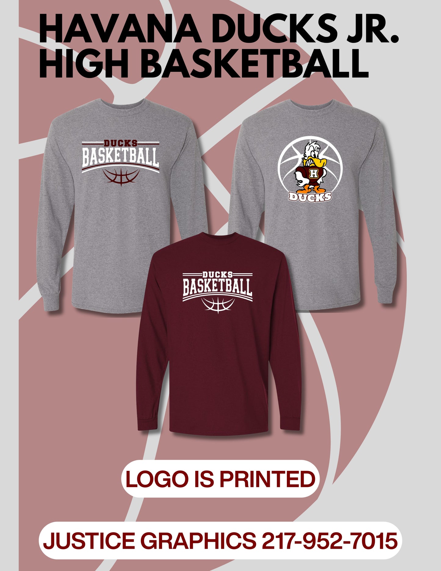 Havana Ducks Jr. High Basketball Gildan Unisex Long Sleeve T-Shirt (P.8400)