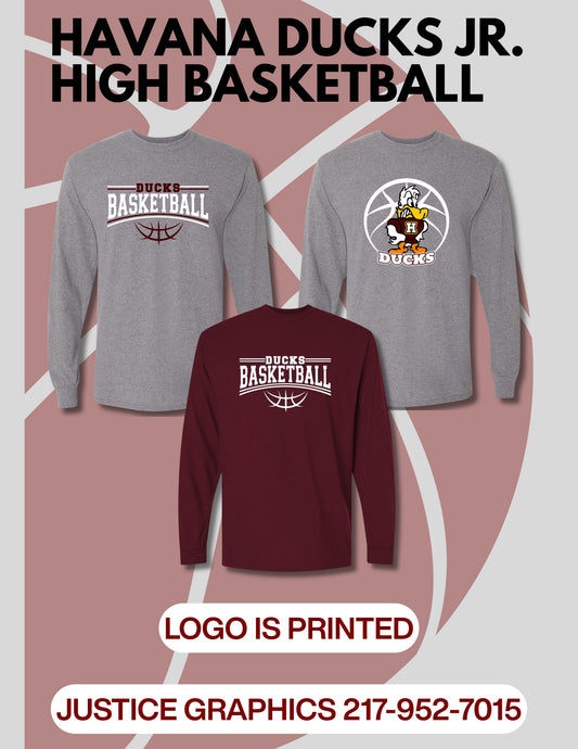 Havana Ducks Jr. High Basketball Gildan Unisex Long Sleeve T-Shirt (P.8400)