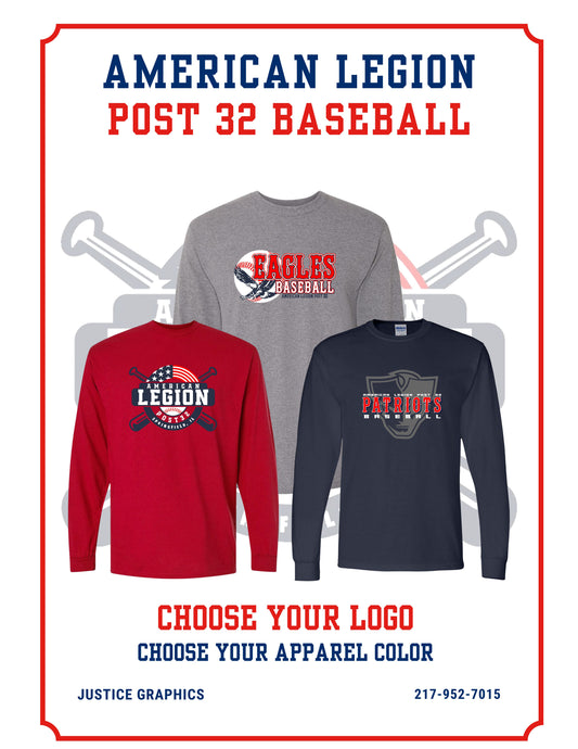 American Legion Post 32 Baseball Unisex Long Sleeve T-Shirt (P.8400/5400B)