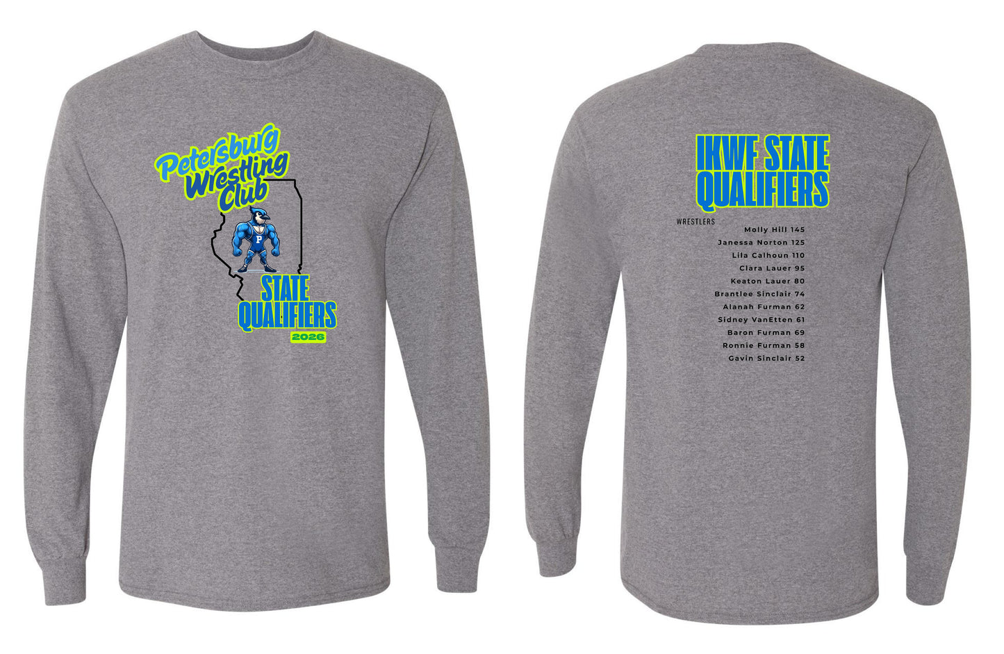 Petersburg Wrestling Club State Qualifiers Unisex Long Sleeve T-Shirt (P.8400/5400B)