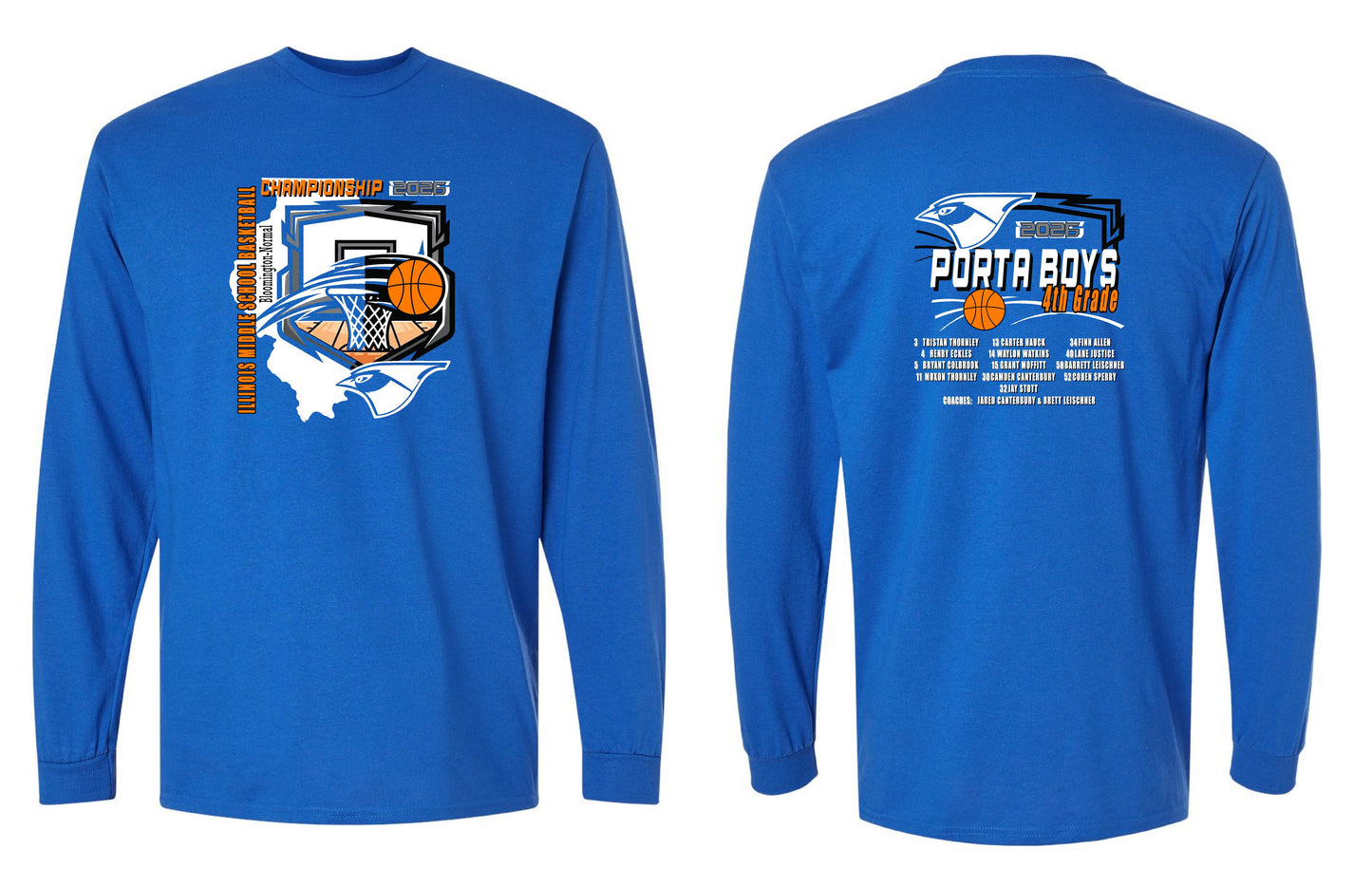 PORTA 4th Grade Boys Basketball Unisex Long Sleeve T-Shirt (P.8400/5400B)