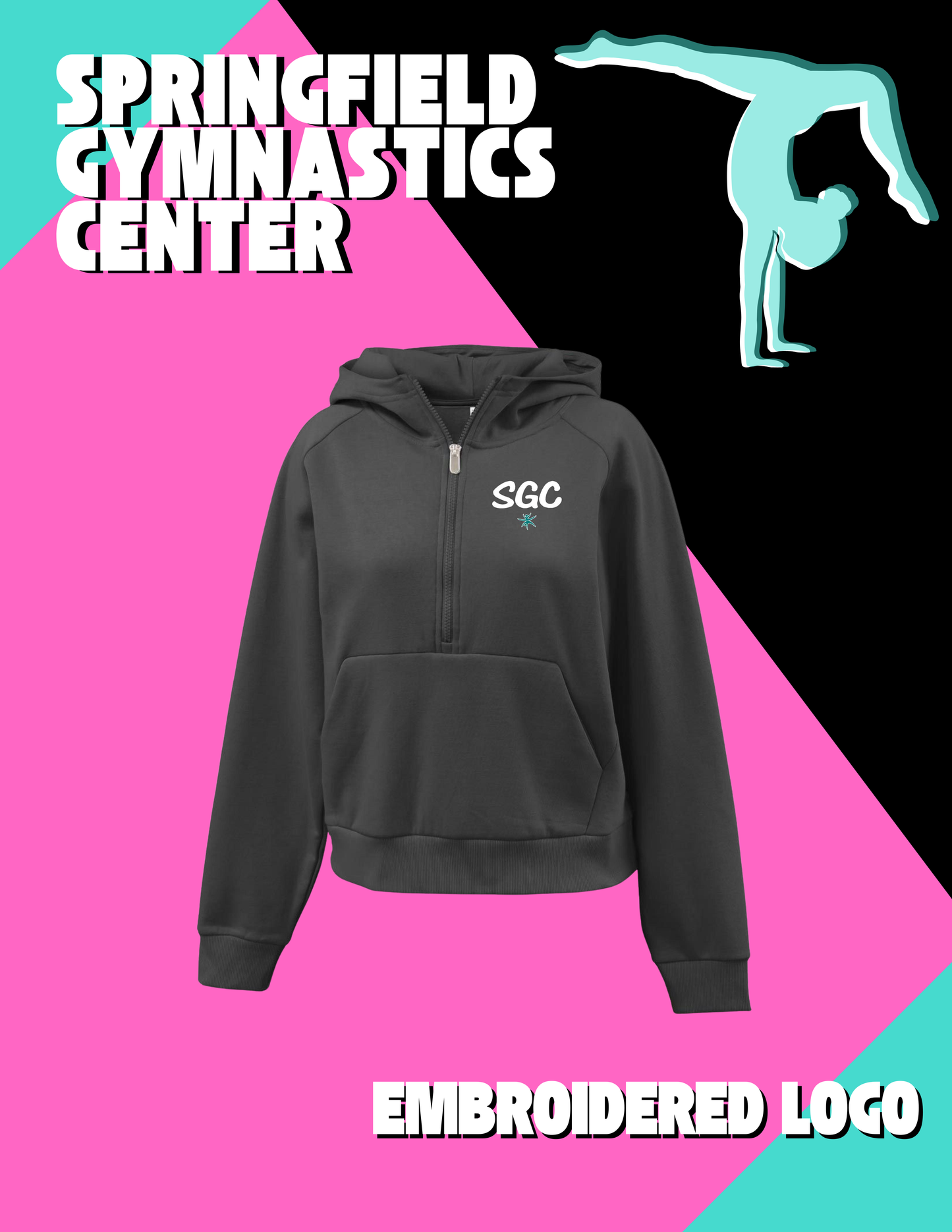 SPRINGFIELD GYMASTICS CENTER womens half-zip hoodie (E. P8467)