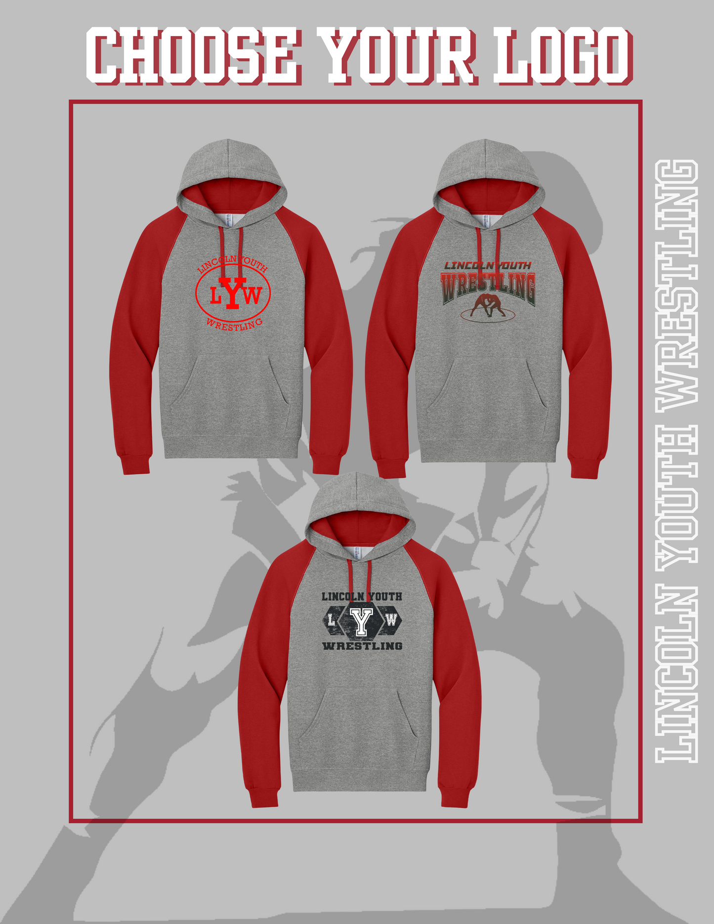 Lincoln Youth Wrestling Jerzees® Unisex NuBlend® Colorblock Raglan Hoodie Sweatshirt (P.96C)