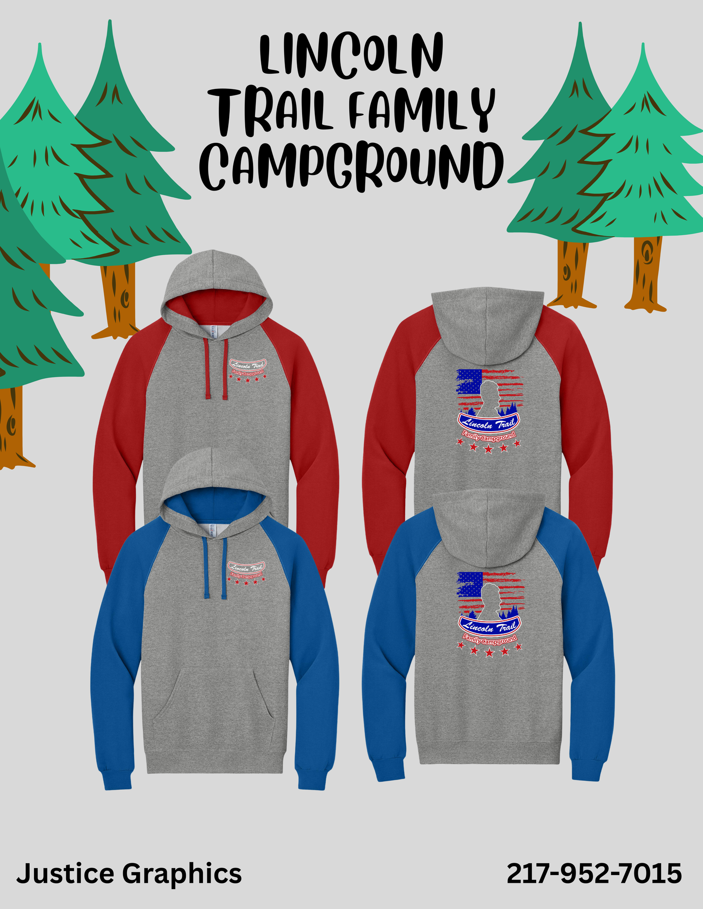 Lincoln Trail Family Campground Jerzees® Unisex NuBlend® Colorblock Raglan Hoodie Sweatshirt (P.96C)