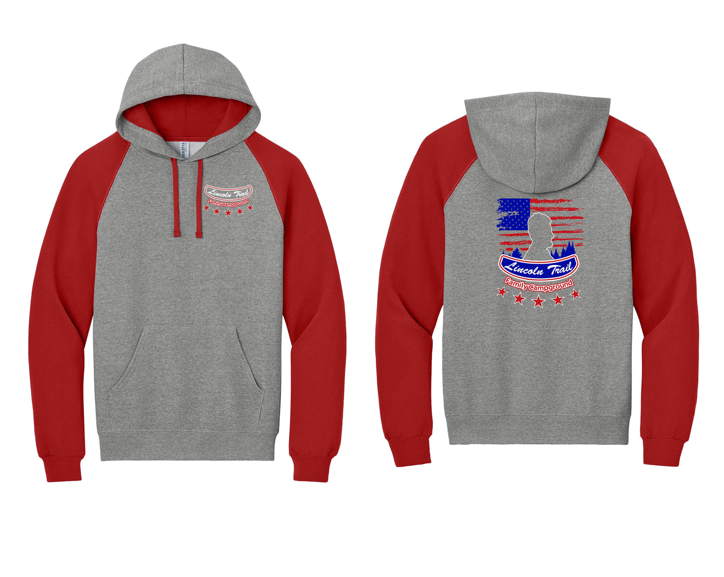 Lincoln Trail Family Campground Jerzees® Unisex NuBlend® Colorblock Raglan Hoodie Sweatshirt (P.96C)